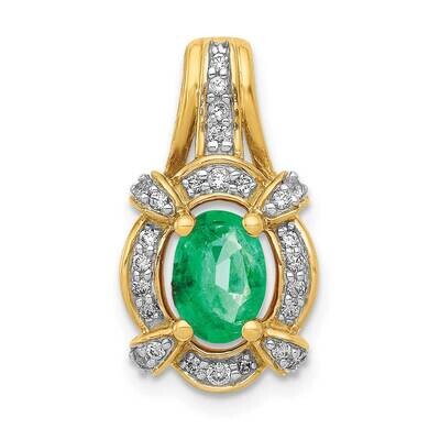 Fancy Diamond &amp; Oval Emerald Pendant 14k Gold PM5284-EM-020-YA, MPN: PM5284-EM-020-YA, 883957421377