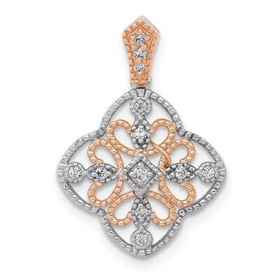 Rose Rhodium Diamond Pendant 14k White Gold PM5168-010-WA, MPN: PM5168-010-WA, 883957515151
