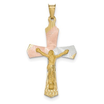 Crucifix Cross Pendant 14k Gold &amp; Rhodium K5558, MPN: K5558, 191101361548