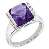 Amethyst &amp; Diamond Ring Sterling Silver QR2938AM, MPN: QR2938AM, 883957177656