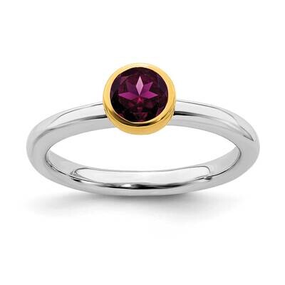 Rhod. Garnet Ring Sterling Silver Gold-plated QSK1880, MPN: QSK1880, 191101717673