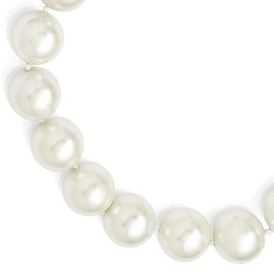 16-17Mm White Shell Bead Necklace Sterling Silver QMJN16W-18, MPN: QMJN16W-18, 886774294438
