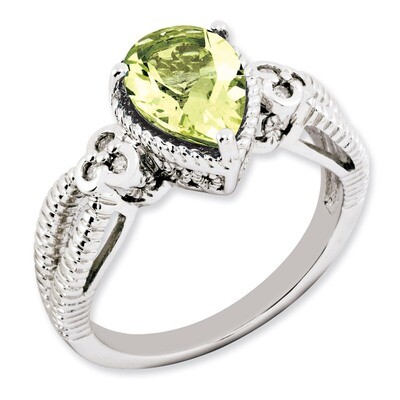 Lemon Quartz &amp; Diamond Ring Sterling Silver QR3216LQ, MPN: QR3216LQ, 883957674650