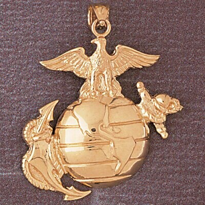 Dazzlers Jewelry Us Navy Sign Pendant Necklace Charm Bracelet in Yellow, White or Rose Gold 4646, M…
