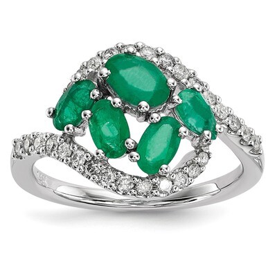 Diamond and Emerald Polished Ring 14k white Gold Y13886E/AA, MPN: Y13886E/AA, 191101704215