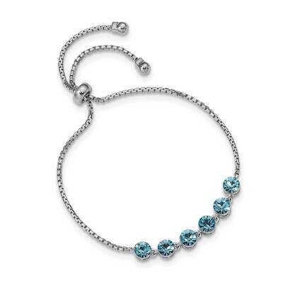 Blue Crystal Adjustable Bracelet Sterling Silver Rhodium-plated QG4771, MPN: QG4771, 886774015224