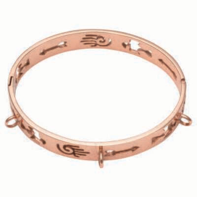 Nikki Lissoni Wild Heart Bangle of 1cm with Three Loops Where Charms Can Be Attached Rose Gold-Plat…
