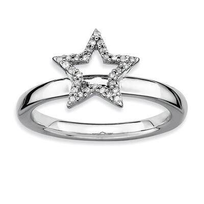 Star Diamond Ring - Sterling Silver QSK337, MPN: QSK337, 883957280943