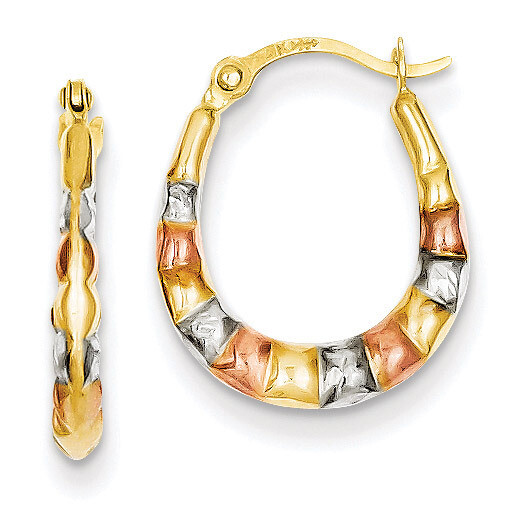 Hollow Scalloped Hoop Earrings 14k Gold &amp; White and Rose Rhodium TL775, MPN: TL775, 883957484426