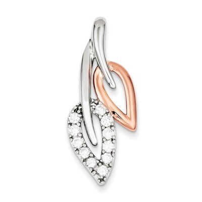 Rose Vermeil Diamond Leaf Slide Sterling Silver QP2051, MPN: QP2051, 883957526768