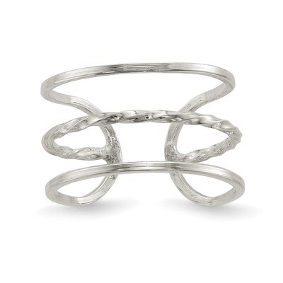 Twisted Center Adjustable Cuff Ring Sterling Silver Polished QR6588, MPN: QR6588, 883957983547