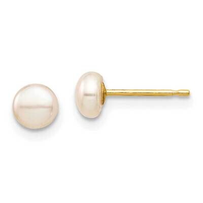 4-5mm Pink Button Freshwater Cultured Pearl Stud Post Earrings 14k Gold SE3009 by Madi K, MPN: SE30…