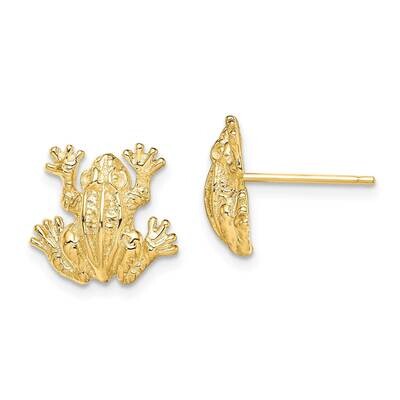 Lear Frog Post Earrings 14k Gold 2-D TE670, MPN: TE670, 637218041688