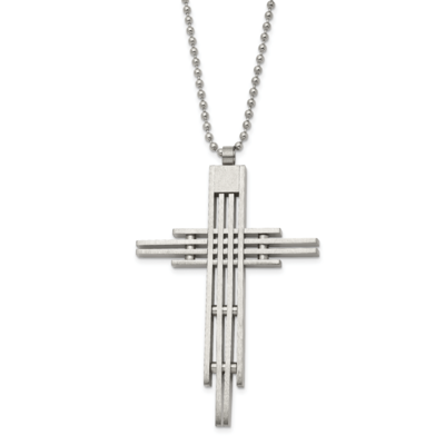 Cross Pendant Necklace Stainless Steel Brushed SRN762-24 by Chisel, MPN: SRN762-24, 883957029351