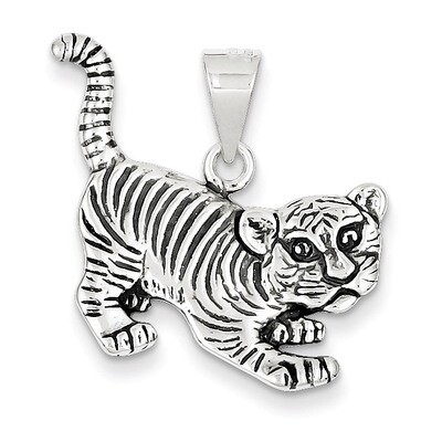 Tiger Charm Antiqued Sterling Silver QC4086, MPN: QC4086, 883957909455