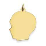 Plain Large .013 Gauge Facing Left Engravable Boy Head Charm 10k Gold 10XM118/13, MPN: 10XM118/13, …