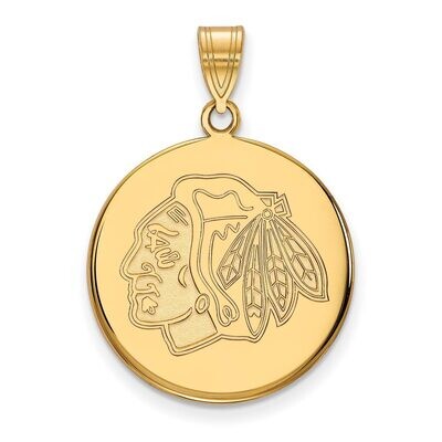 Chicago Blackhawks Large Disc Pendant 14k Yellow Gold 4Y036BLA, MPN: 4Y036BLA, 886774740409