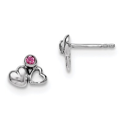 Child&#39;S Preciosca Crystal Heart Post Earrings Sterling Silver Rhodium-plated QE11259, MPN: QE11259,…