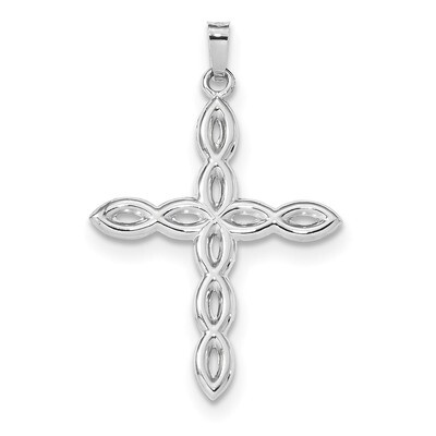 Polished Fancy Twisted Cross Pendant 14k white Gold XR1613, MPN: XR1613,
