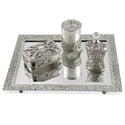 Silver-tone with Crystals Vanity Set GM11437, MPN: GM11437,