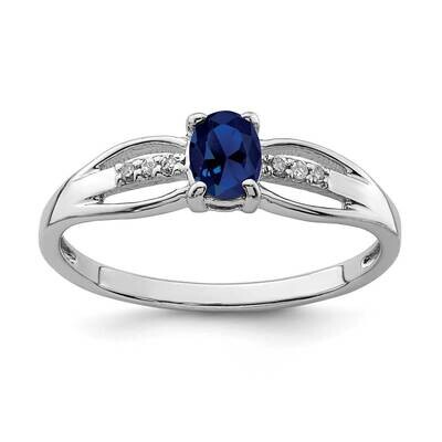 Diamond Created Sapphire Ring Sterling Silver Rhodium Plated QR7064SEP, MPN: QR7064SEP, 883957337456