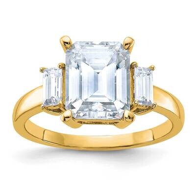 3 7/8ct. Three Stone D E F Pure Light Moissanite Engagement Ring 14k Gold RM4449E-380-YMP, MPN: RM4…