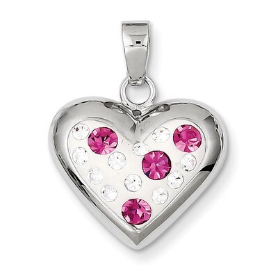 Sterling Silver Rhodium &amp; Ferido Stellux Crystal Heart Pendant QP2517