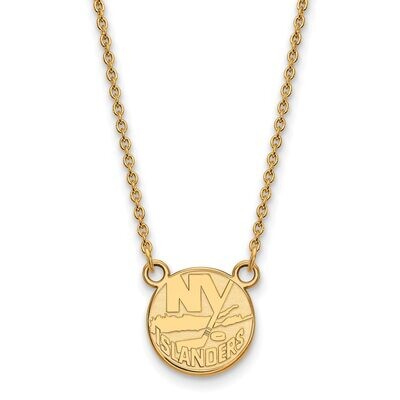 New York Islanders Small Pendant with Chain Necklace Gold-plated Silver GP013ISL-18, MPN: GP013ISL-…
