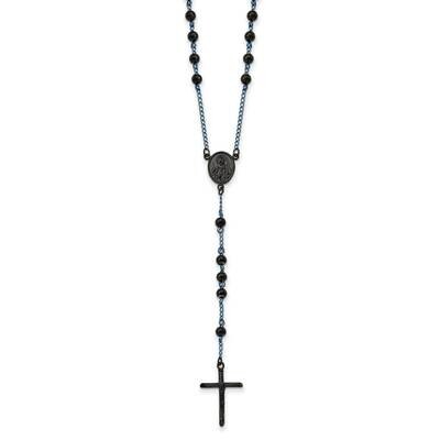 Black and Blue Ip-Plated 30 Inch Rosary Necklace Stainless Steel Polished SRN2835 by Chisel, MPN: S…