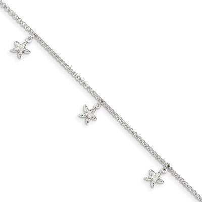Starfish Dangles with 1 inch Extender Anklet Sterling Silver QG4192-9, MPN: QG4192-9, 886774114781
