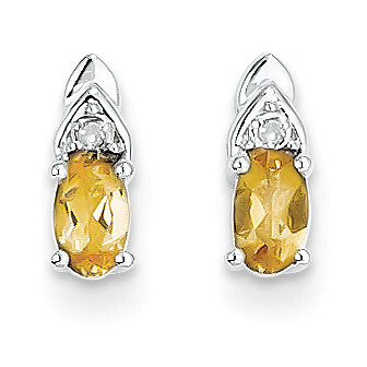 Citrine Diamond Earring 14k White Gold Genuine XBS253, MPN: XBS253, 883957413679