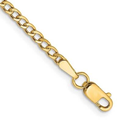 2.5mm Semi-Solid Curb Link Chain 8 Inch 10k Gold 10BC124-8, MPN: 10BC124-8, 191101568183