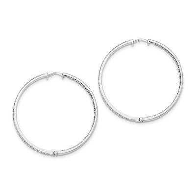 Diamond In &amp; Out Hoop Earrings Sterling Silver Rhodium-plated QE12251, MPN: QE12251, 191101487514