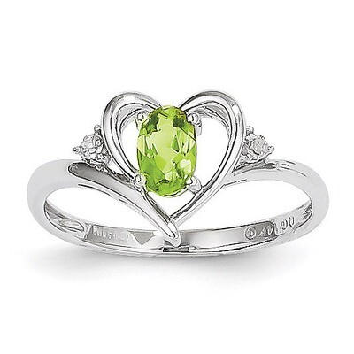 Peridot Diamond Ring 14k White Gold Genuine XBS461, MPN: XBS461, 883957469669