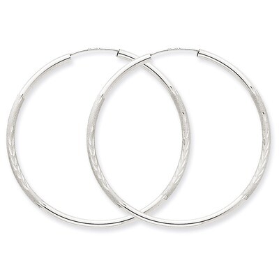 2mm Diamond-cut Endless Hoop Earrings 14k White Gold XY1204, MPN: XY1204, 883957299891