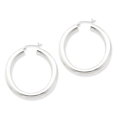 5mm Round Hoop Earrings Sterling Silver Rhodium-plated QE821, MPN: QE821, 883957941042
