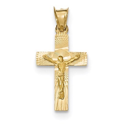 Satin and Diamond -cut Crucifix Pendant 14k Gold Polished K5540, MPN: K5540, 191101367502