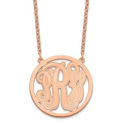 Large Etched Monogram Circle Necklace Sterling Silver Rose-plated XNA565RP, MPN: XNA565RP,