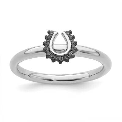 Black Dia. Horseshoe Ring Sterling Silver Rhodium-plated QSK1982, MPN: QSK1982, 191101723810