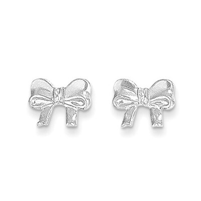 Madi K Rhodium-plated Bow Screwback Post Earrings 14k white Gold SE2443, MPN: SE2443, 191101366215