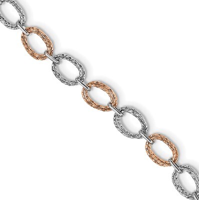 Leslie&#39;s Polished Textured Bracelet 14k Two-tone Gold HB-LF1232-7.25, MPN: LF1232-7.25, 191101744815