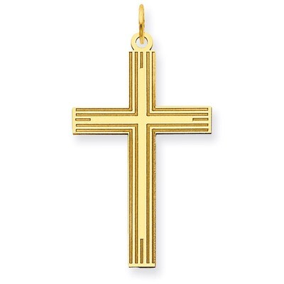 Laser Designed Cross Pendant 14k Gold XR994, MPN: XR994, 886774133423