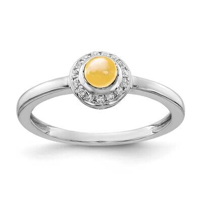 Cabochon Citrine Ring 14k White Gold Diamond RM4030-CI-025-WA, MPN: RM4030-CI-025-WA, 883957550183