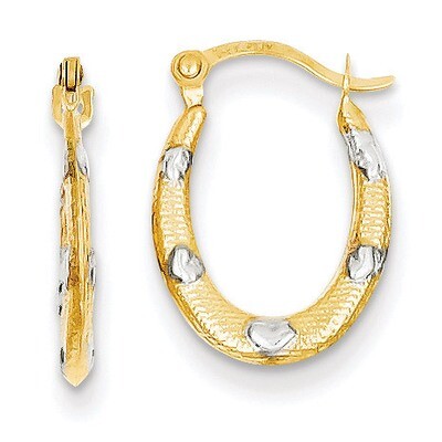 Textured Hollow Oval with Hearts Hoop Earrings 14k Gold Rhodium TL756, MPN: TL756, 883957026633