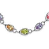 Multicolor Pear Shaped CZ Necklace Sterling Silver QG1798-16, MPN: QG1798-16, 191101641565