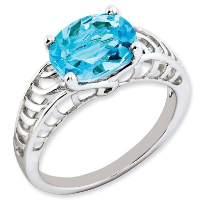 Swiss Blue Topaz Ring Sterling Silver QR2890BT, MPN: QR2890BT, 883957402826
