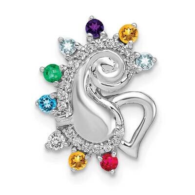 Multi-Stone Chakra Chain Slide 14k White Gold Diamond PM4078-010-WA, MPN: PM4078-010-WA, 8839572114…