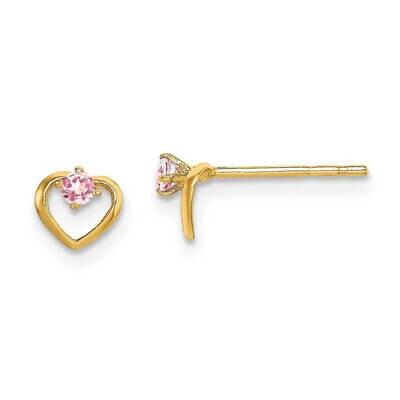 Pink Open Heart Post Earrings 14k Gold CZ Diamond GK993 by Madi K, MPN: GK993, 191101901720