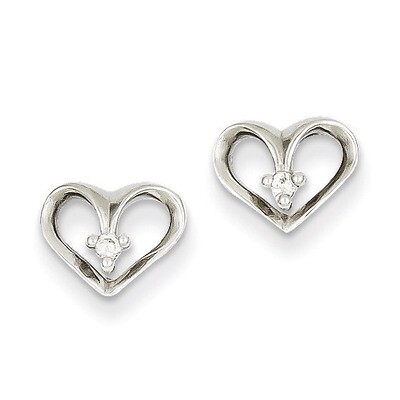 Diamond Heart Post Earrings 14k White Gold XE21WAA, MPN: XE21WAA, 883957091921
