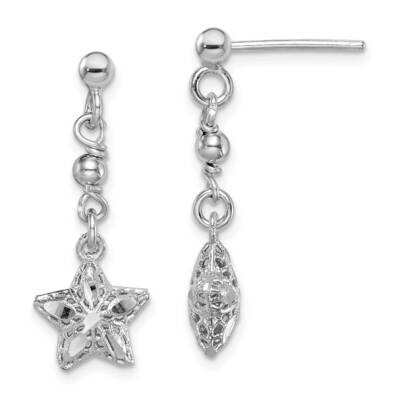 Diamond-Cut Mesh Star Dangle Post Earrings Sterling Silver Rhodium-plated QE15227, MPN: QE15227, 19…